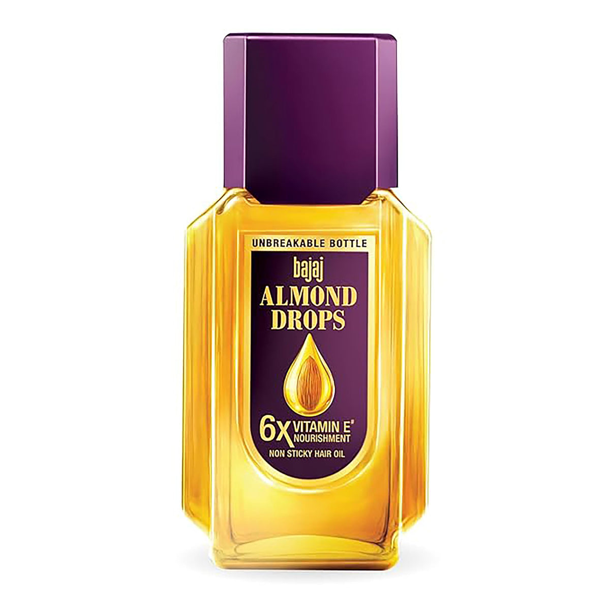 Bajaj Almond Drops Hair Oil 190ml - 6X Vitamin E, Non-Sticky, Hair Fall Control, Transparent