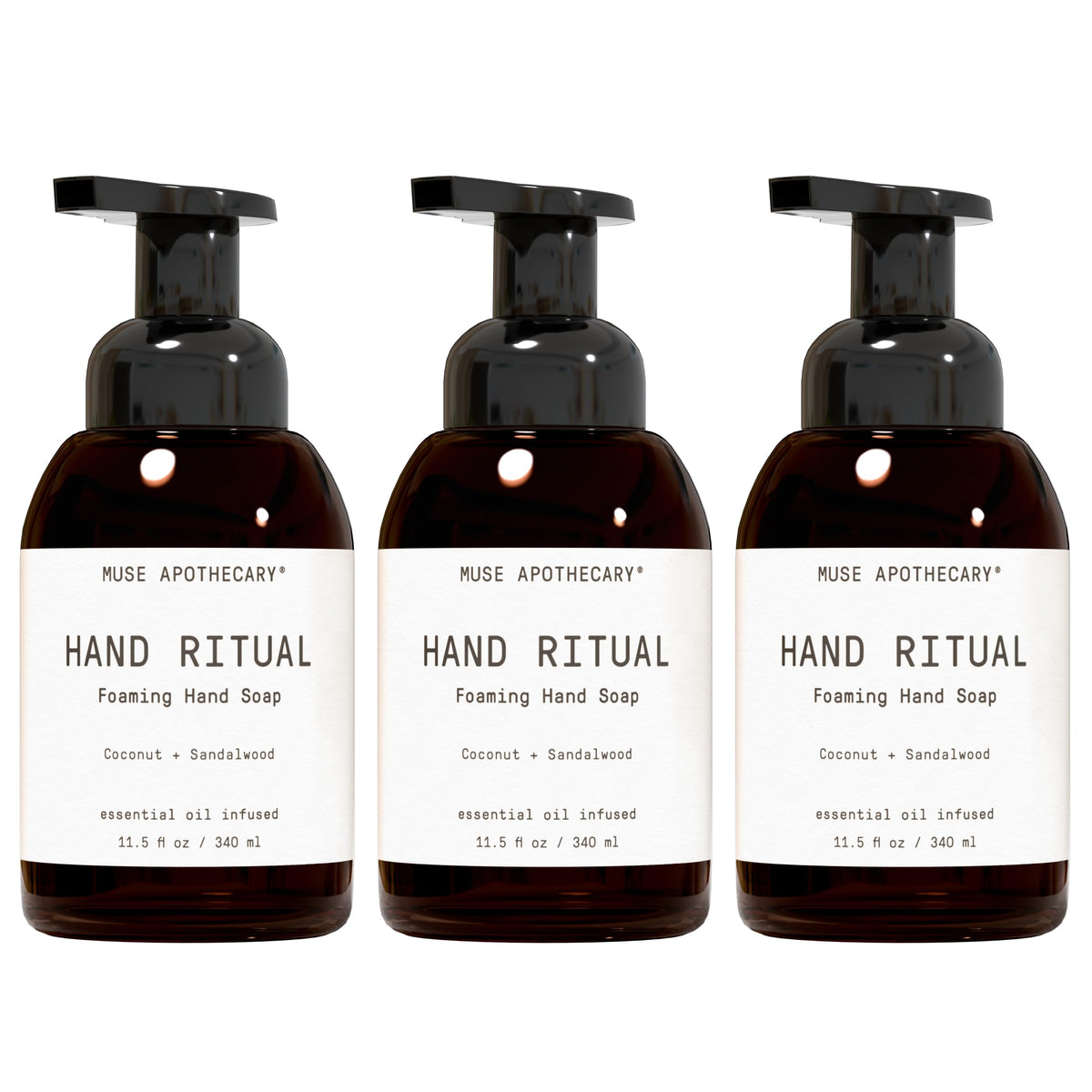 Muse Apothecary Hand Ritual Foaming Soap - Coconut + Sandalwood, 11.5 oz, 3 Pack