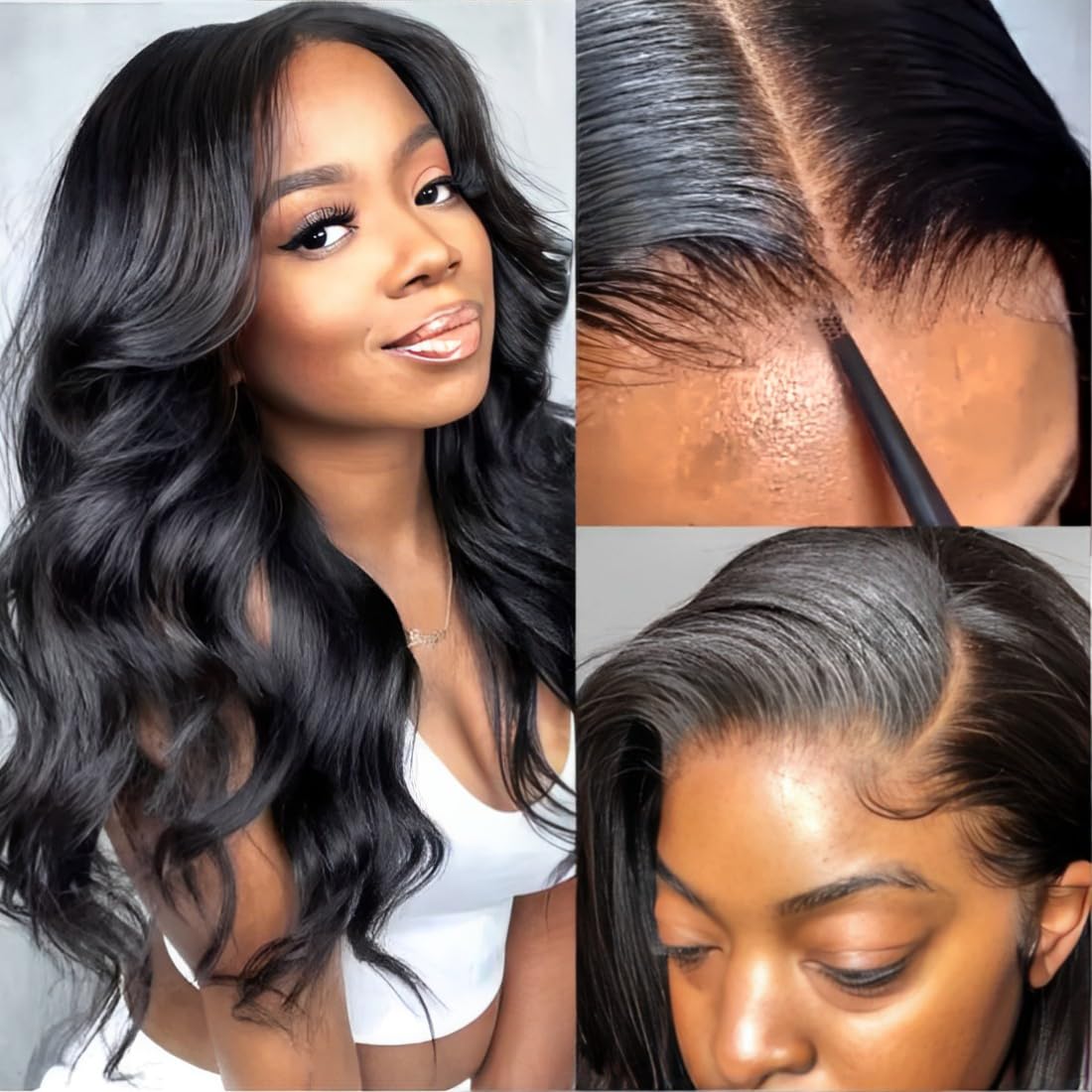 UNICE 22&quot; Body Wave HD Lace Front Wig - Glueless Human Hair, Pre Plucked, Beginners Friendly