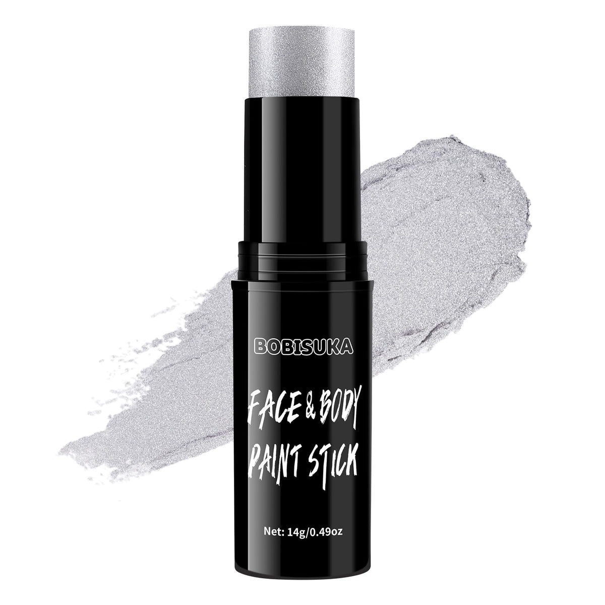 Bobisuka Silver Face Body Paint Sticks - Quick Drying Metallic Makeup For Halloween & Cosplay