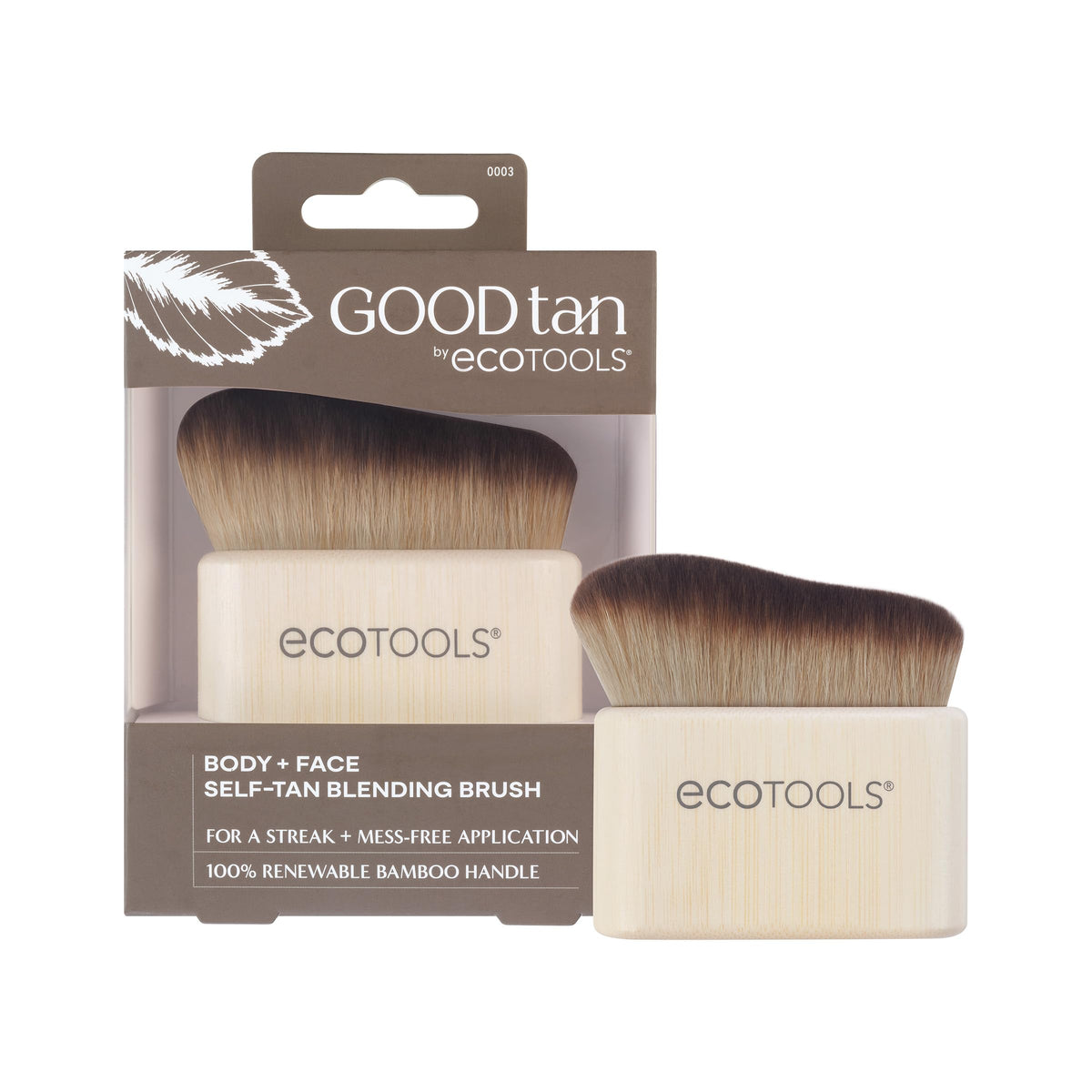 Ecotools Vegan Self-Tan Blending Brush - Eco-Friendly Kabuki Brush For Face & Body, Tan