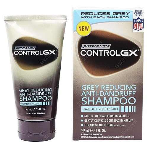 Just For Men Control Gx Anti-Dandruff Shampoo, 3-Pack, Grey Reducing, 5 Fl Oz Each