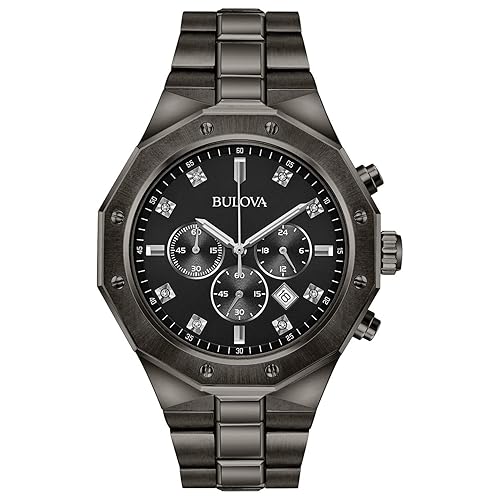 Bulova Men'S Classic Diamond Chronograph Quartz Watch, 100M Water Resistant, Black Ion-Plated