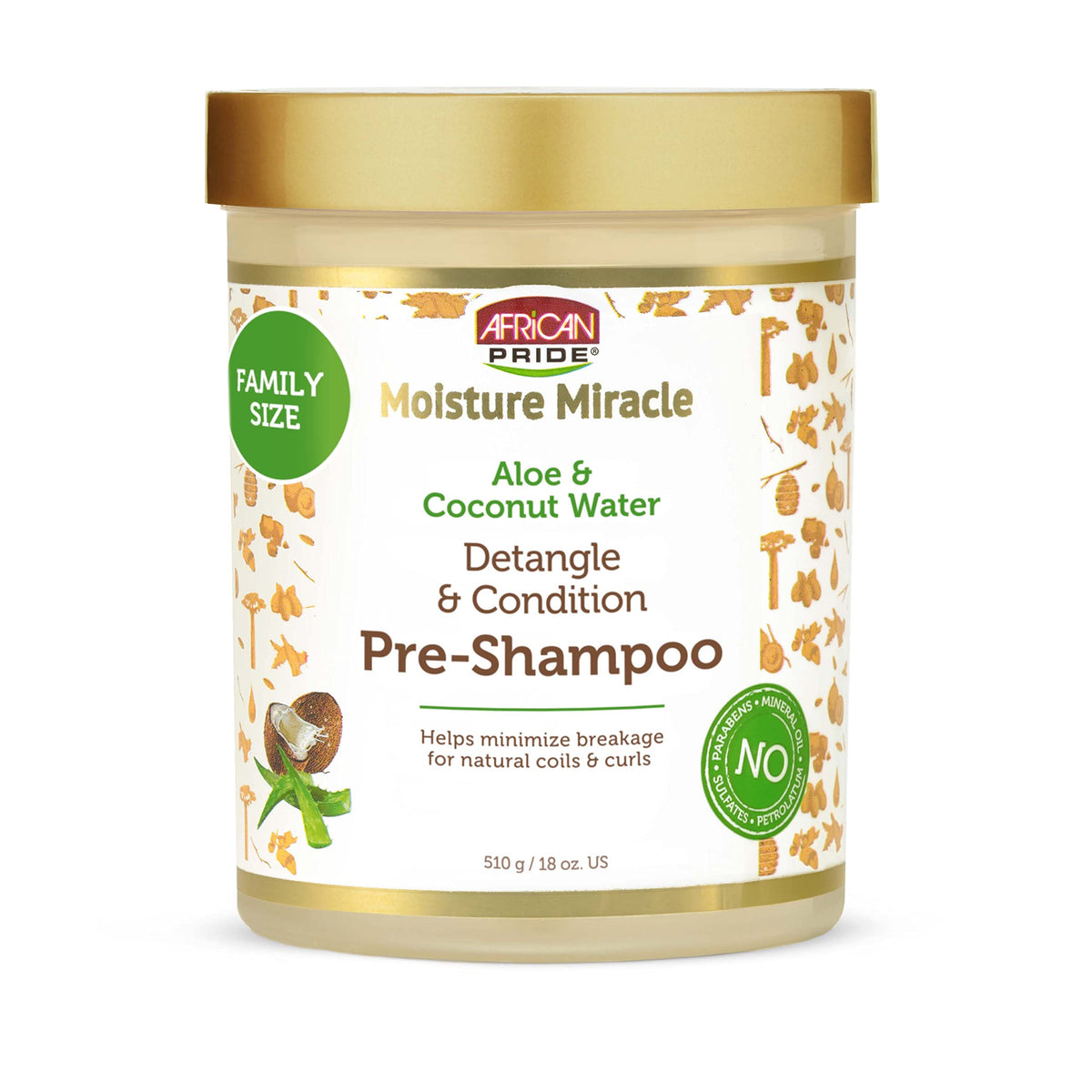 African Pride Aloe & Coconut Water Pre-Shampoo - Minimize Breakage, Detangle & Condition, 18 Oz.