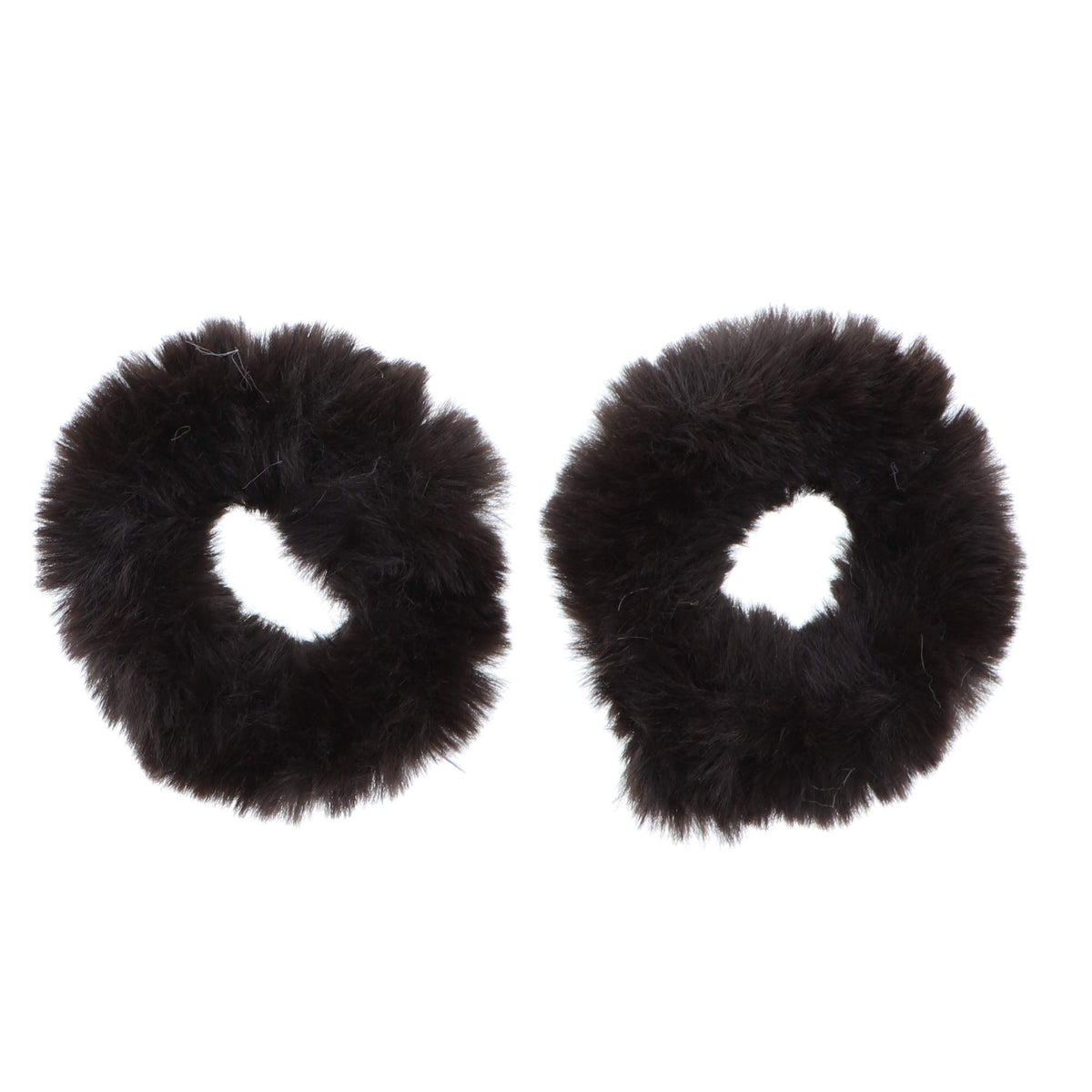 Motique Accessories Small Dark Brown Fuzzy Fur Scrunchies - Set of 2 Pony Holders