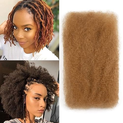 FASHION IDOL Honey Blond Afro Kinky Human Hair Bulk for Dreadlocks & Braiding, 16&quot; 50g