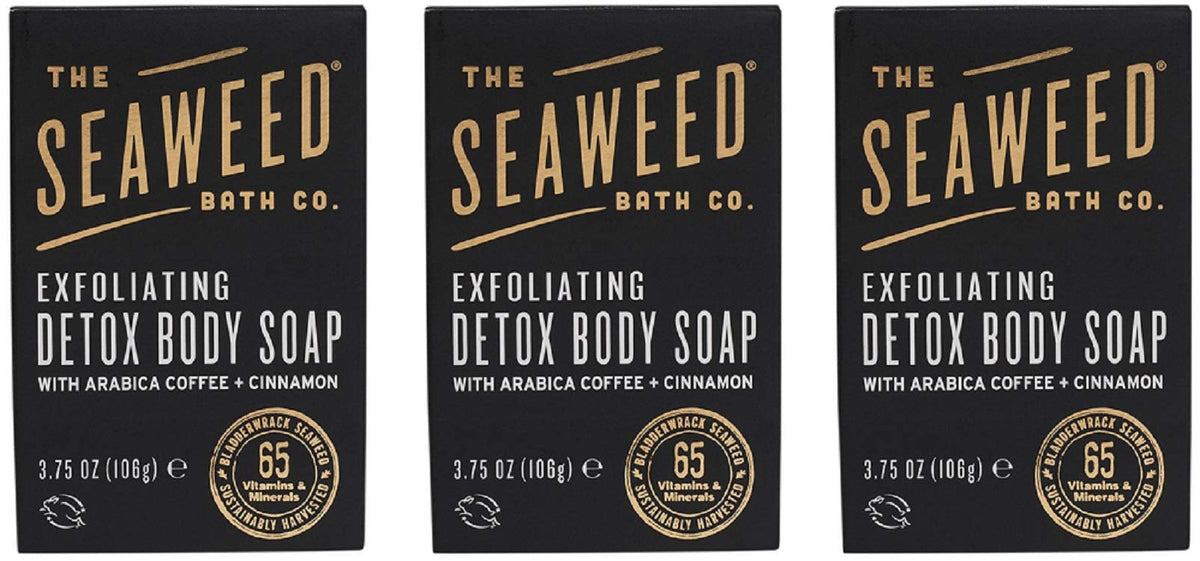 Seaweed Bath Co. Exfoliate Detox Body Soap With Charcoal, 3.75 Oz (Pack Of 3)