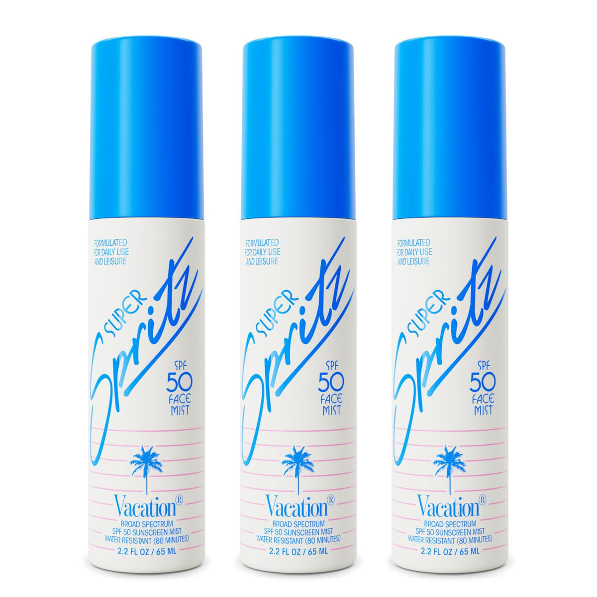 Vacation Spf 50 Face Mist - Lightweight, Water-Resistant Sunscreen Spray, Travel Size, 3 Pack