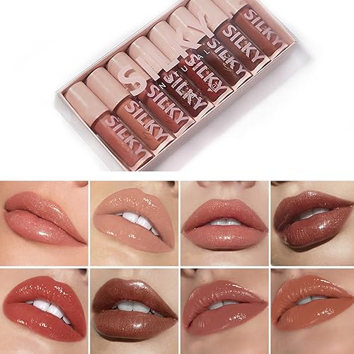 Maepeor 8Pcs Shiny Glossy Lipgloss Set - Non-Sticky, Long-Lasting Moisturizing Lip Gloss For