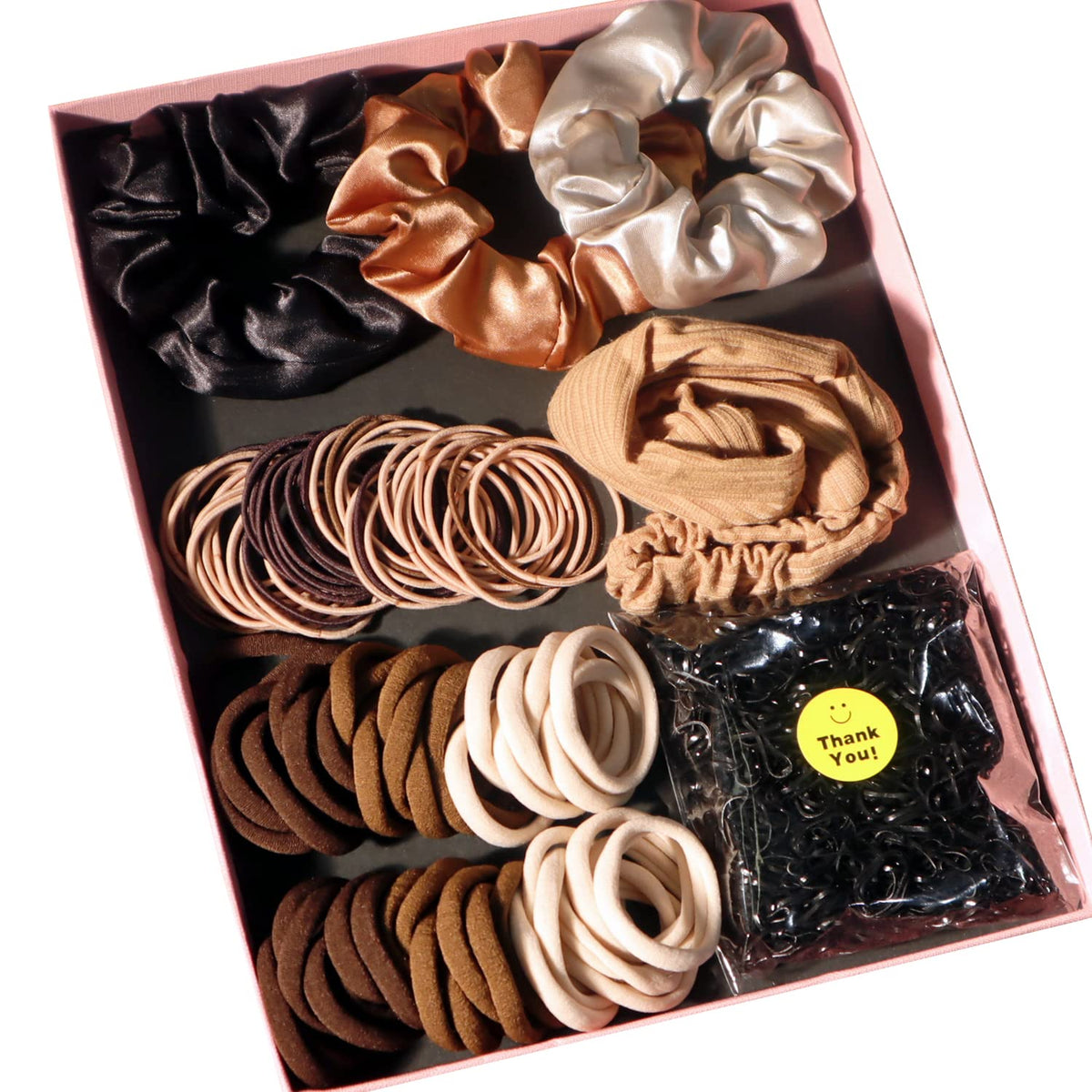 Guoxi Brown Hair Accessories Set - 1104Pcs Hair Scrunchies & Ties For Women, Soft Ponytail Holders