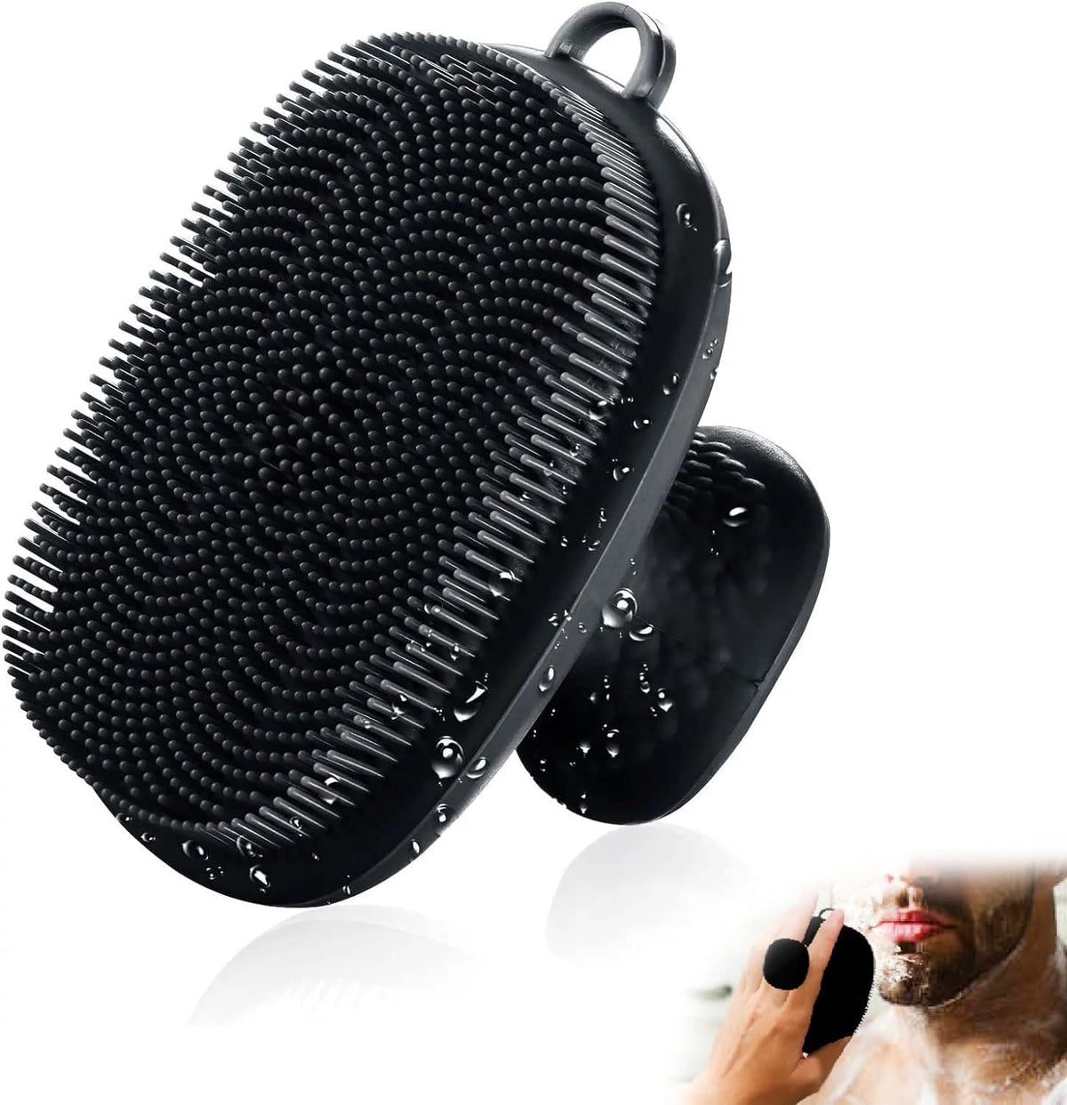 Vwmyq Silicone Face Scrubber For Men - Waterproof Facial Cleansing Brush & Exfoliator, Black