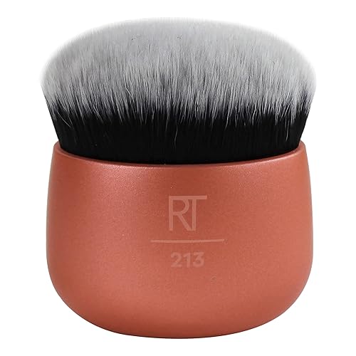 Real Techniques Kabuki Brush - Foundation Makeup Blender, No Handle, Dense Synthetic Bristles, Orange