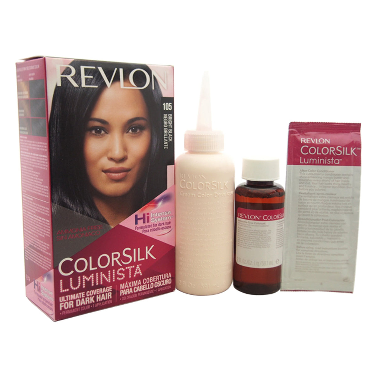 Revlon Colorsilk Luminista Hair Color, Bright Black, 1 Count - Long-Lasting Shine