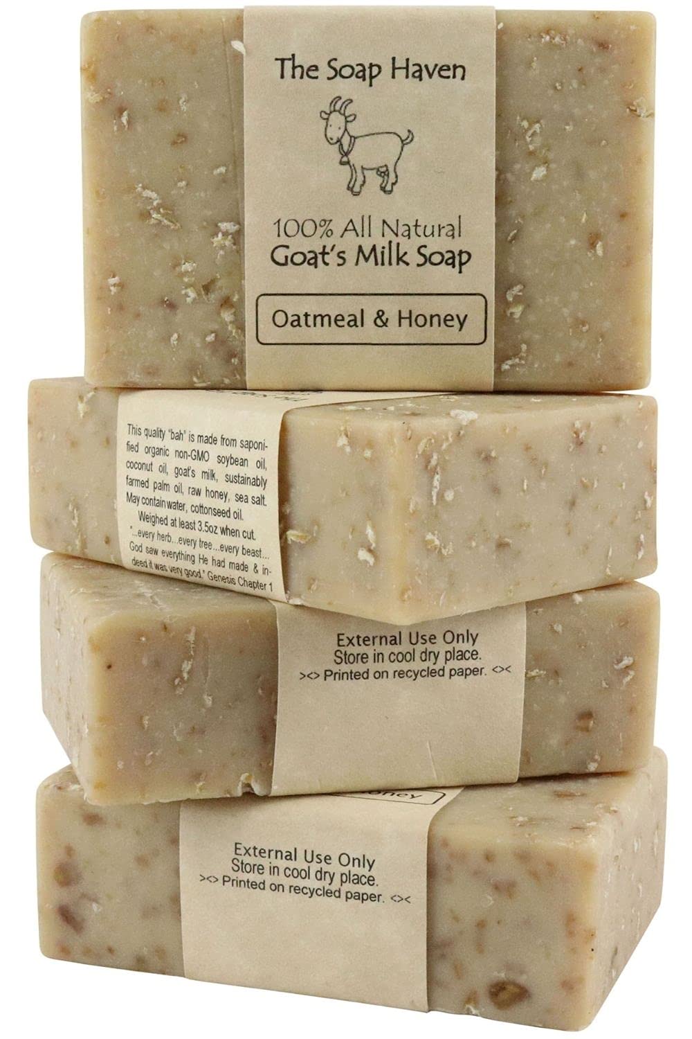 Oatmeal & Honey Goat Milk Soap Bars - All Natural, Unscented, Sls Free By The Soap Haven