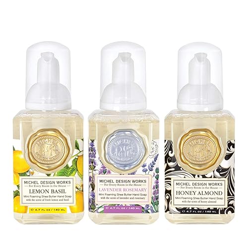 Michel Design Works Mini Foaming Soap Set - Lavender Rosemary, Lemon Basil, Honey Almond, 3-Pack