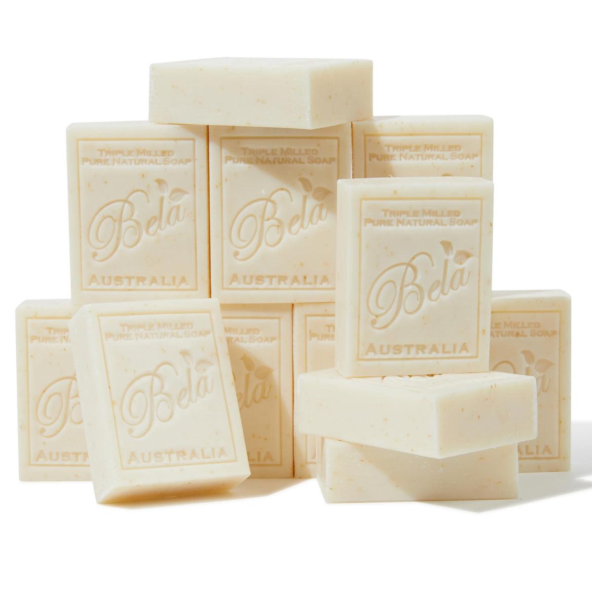 Bela Pure Natural Soaps - Spearmint & Bran, Triple-French Milled, 12 Pack, Sulfate-Free Soap