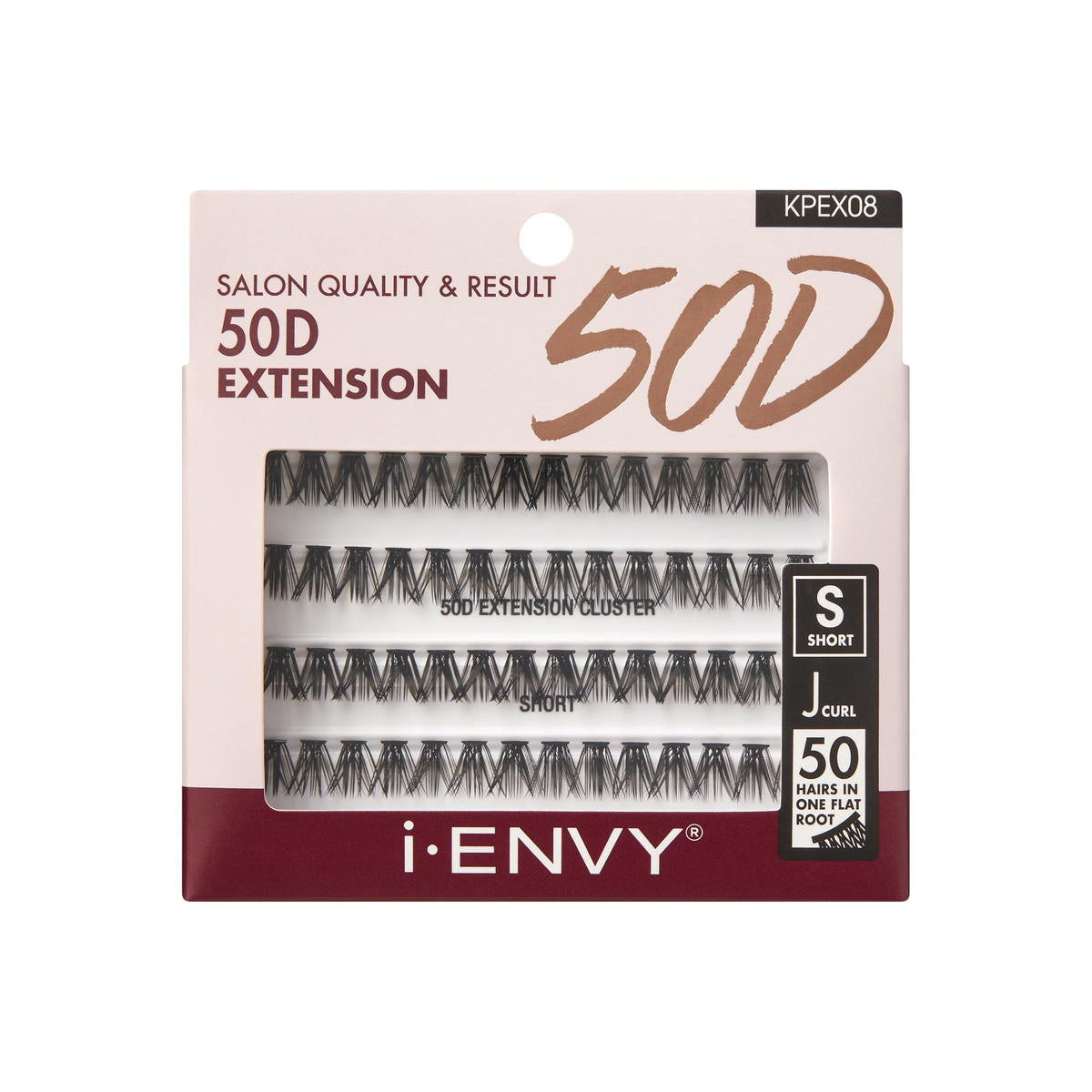 I•Envy 50D Pre-Fanned Volume Lashes, J Curl, Short, Easy Apply Synthetic Fiber, Black