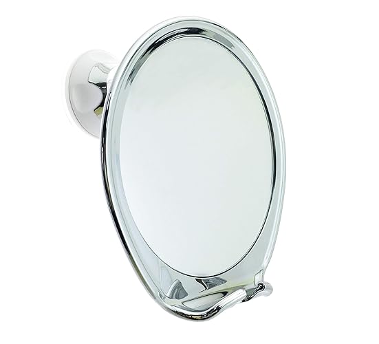 Jiben Fogless Shower Mirror With Suction Cup, Razor Hook, 360° Adjustable Arm - Chrome