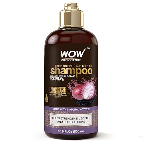 Wow Skin Science Red Onion Black Seed Oil Shampoo - Hydrates, Reduces Dandruff & Frizz, 16.9 Fl Oz