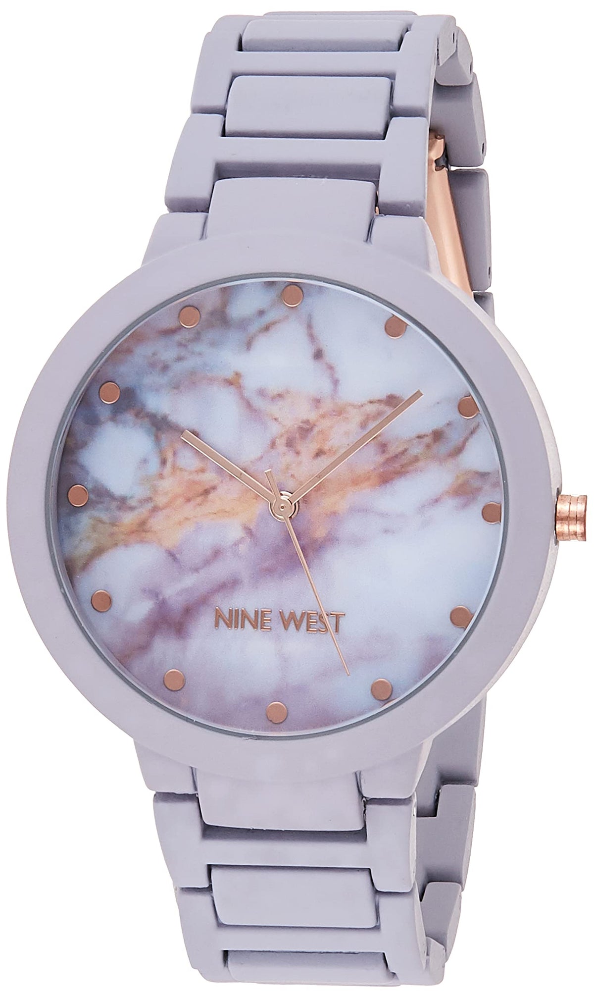 Nine West Lavender Rubberized Bracelet Watch For Women - Stylish Metal Timepiece