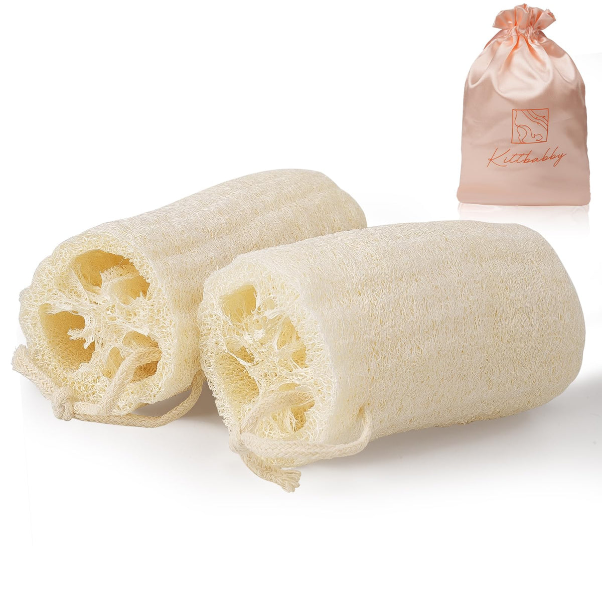 Kittbabby Natural Loofah Sponge - Eco-Friendly Exfoliating Body Scrubber (2 Packs)