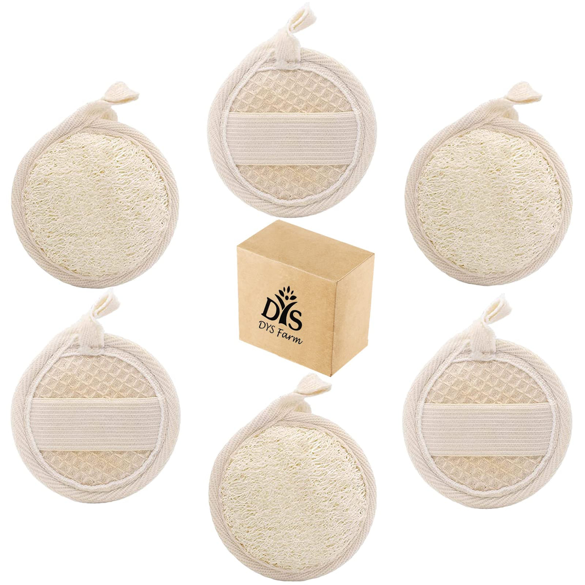 Generic Exfoliating Face Loofah Pads - 6 Pack Natural Sponge Cleanser For Body & Bath