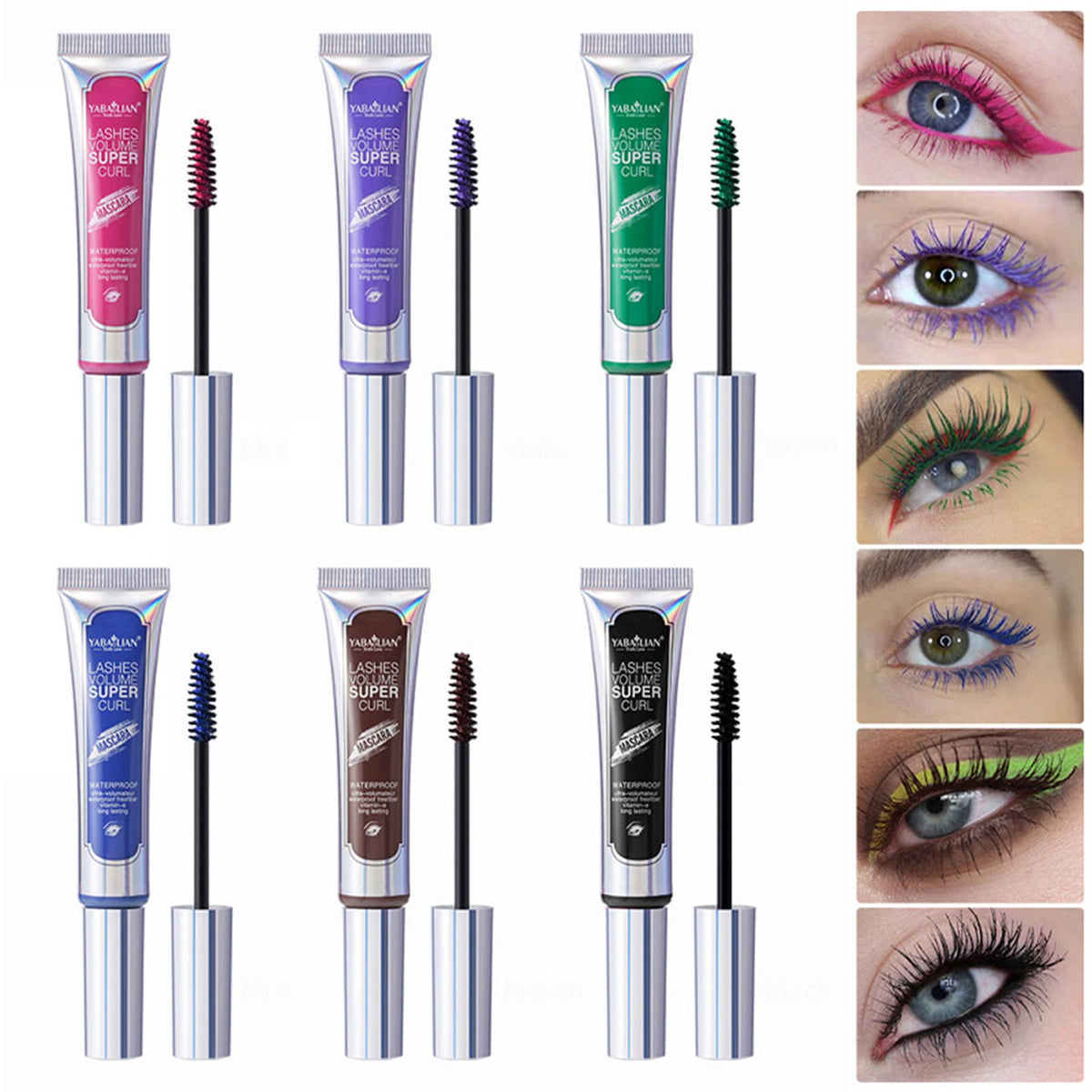 Joyeee 6 Colors Waterproof Mascara Set - Long-Lasting Volumizing & Curling Makeup Gift For Women