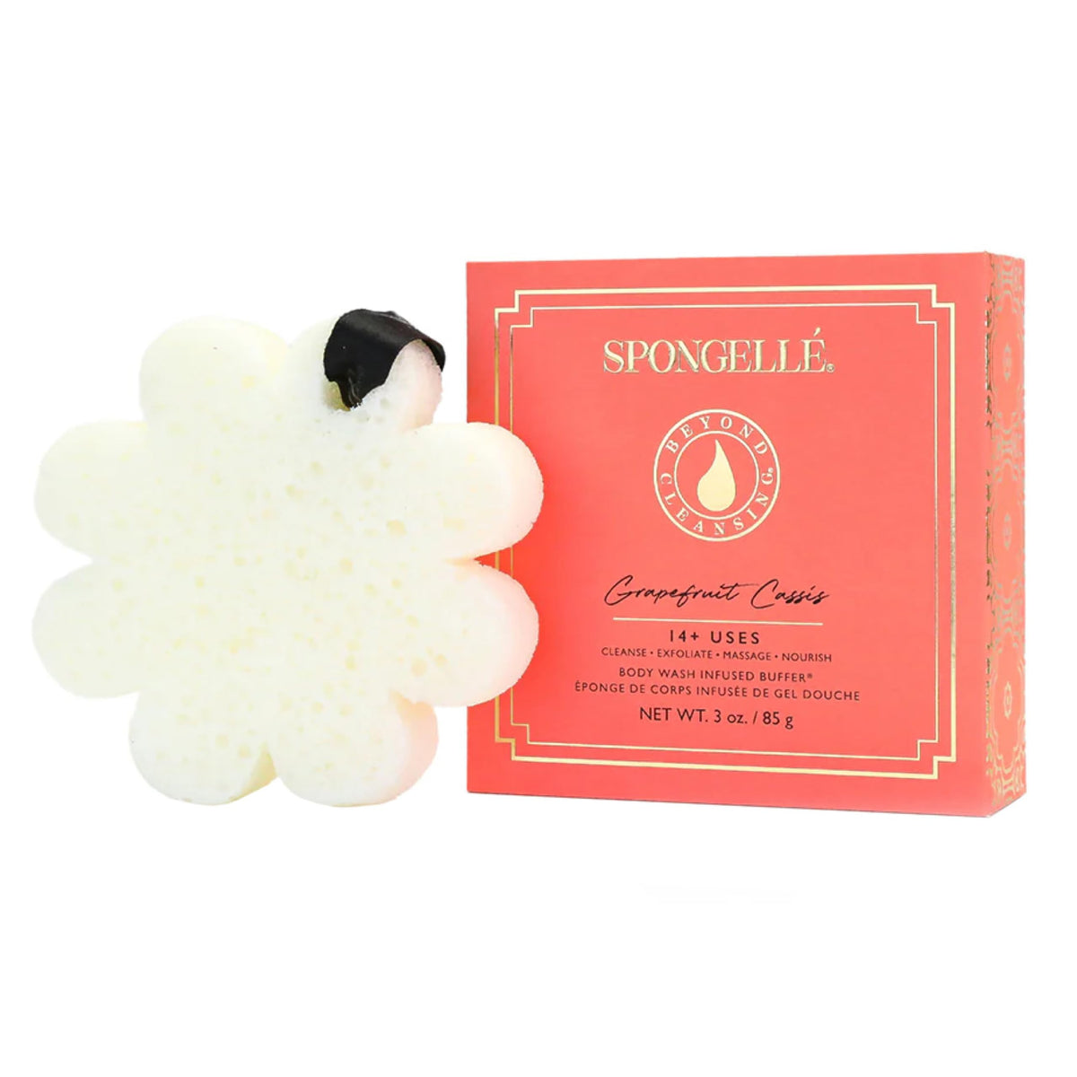 Spongellé Grapefruit Cassis Loofah Buffer | Exfoliating Body Scrubber With Infused Sponge