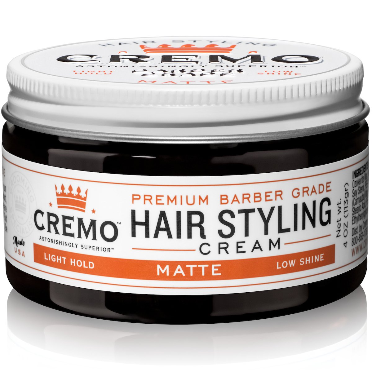 Cremo Premium Barber Grade Matte Cream, Light Hold, Low Shine, 4 Oz - Hair Styling Product