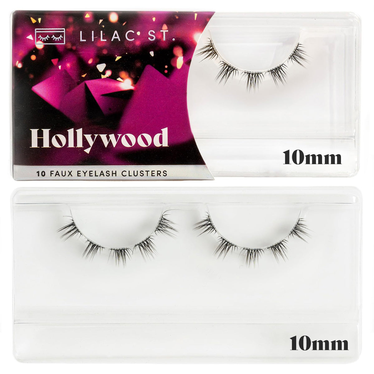 Lilac St. Hollywood Glamorous Faux Eyelash Clusters 10Mm - Wispy, Spiky, Vegan, 10 L