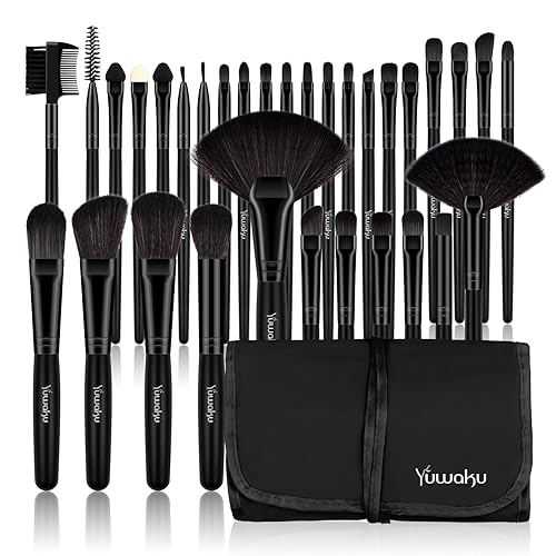 G-Texnik 32 Pcs Vegan Makeup Brushes Set - Soft Synthetic Bristles for Eyeshadow, Foundation, Blusher