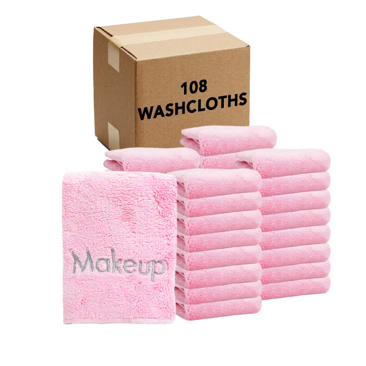 Arkwright Pink Microfiber Makeup Remover Wash Cloths - 108 Soft 13X13 Inch Towels