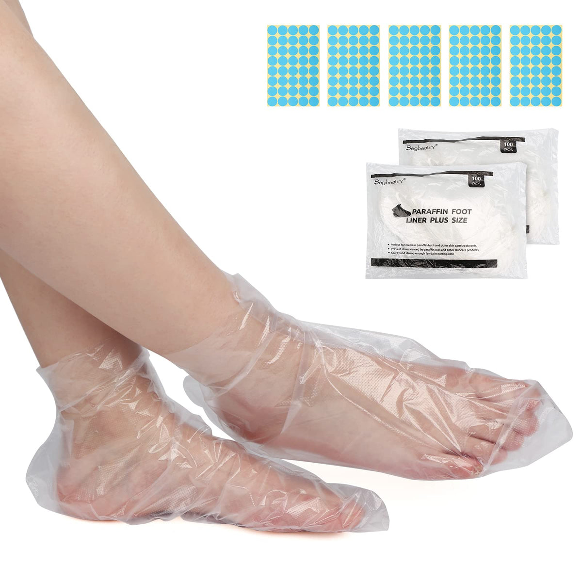 Segbeauty 200Pcs Paraffin Wax Liners For Foot Therapy - Thick Plastic Booties For Spa Treatment