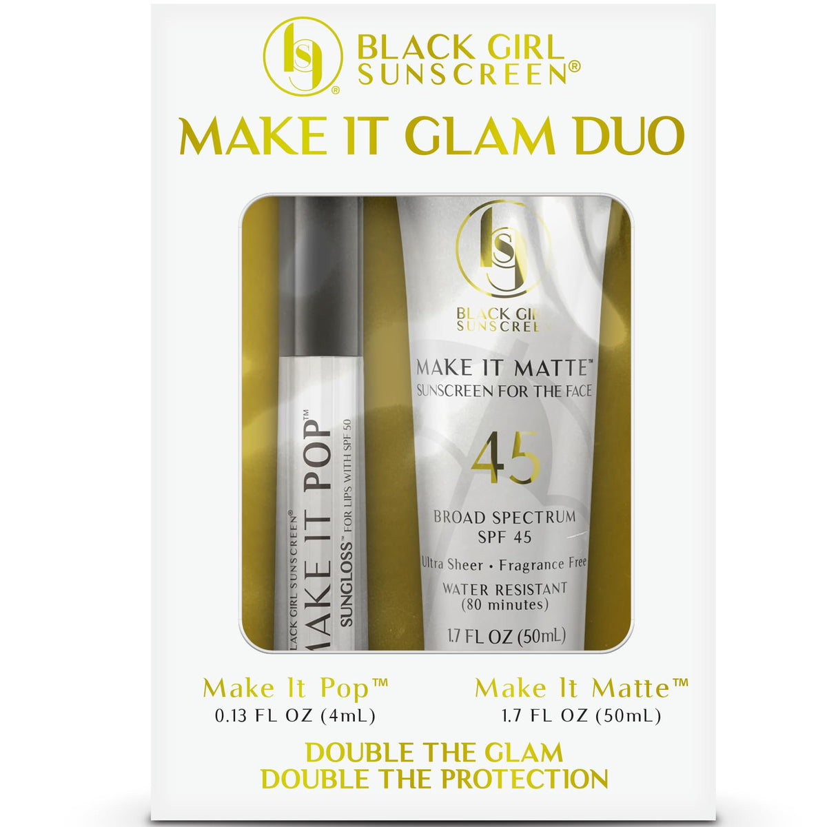 Black Girl Sunscreen Make It Glam Duo - Spf 45 Matte Face & Spf 50 Lip Sunscreen 1.83 Fl Oz