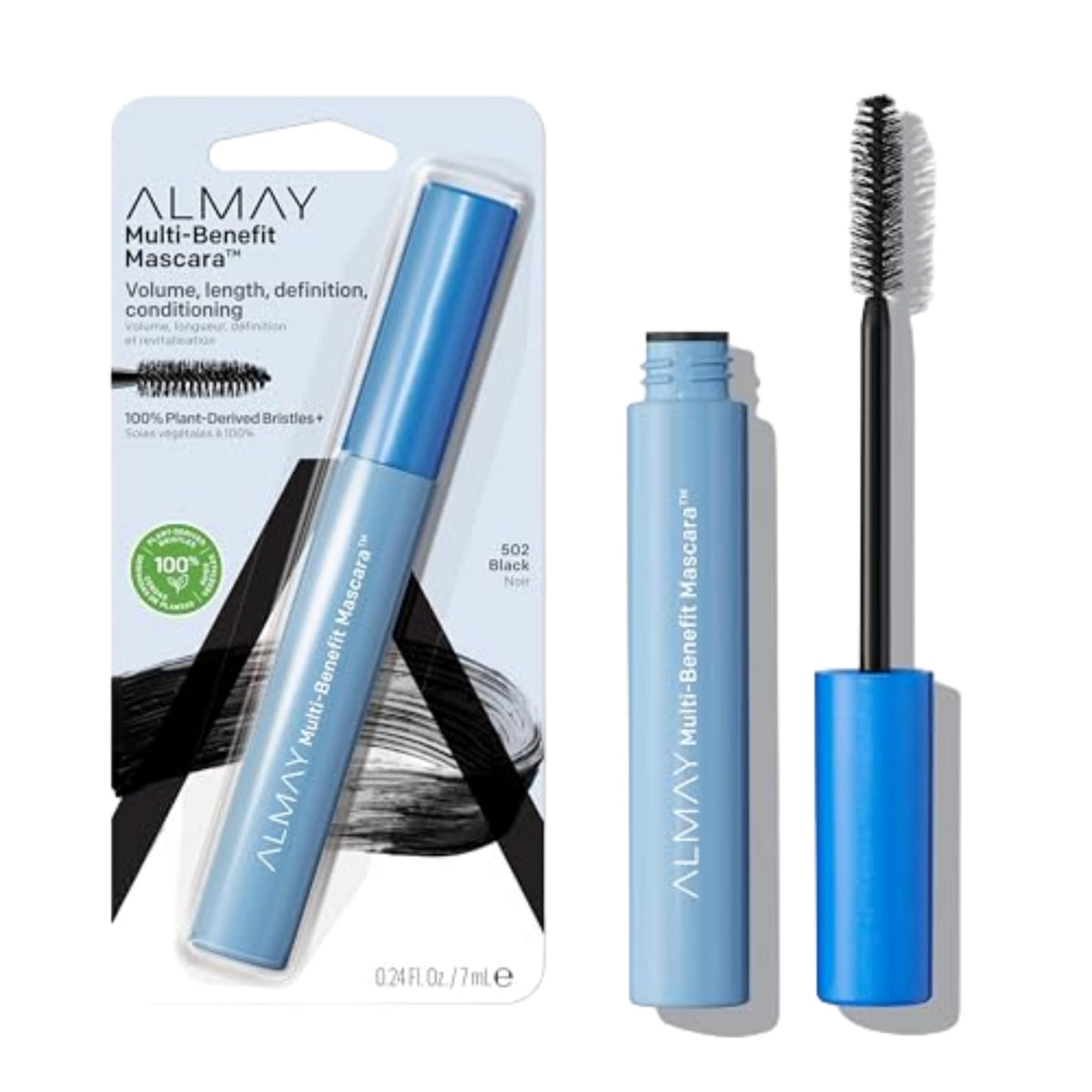 Almay Mascara 502 Black - Volume, Length & Definition, Hypoallergenic & Fragrance-Free, 0.24 Fl Oz