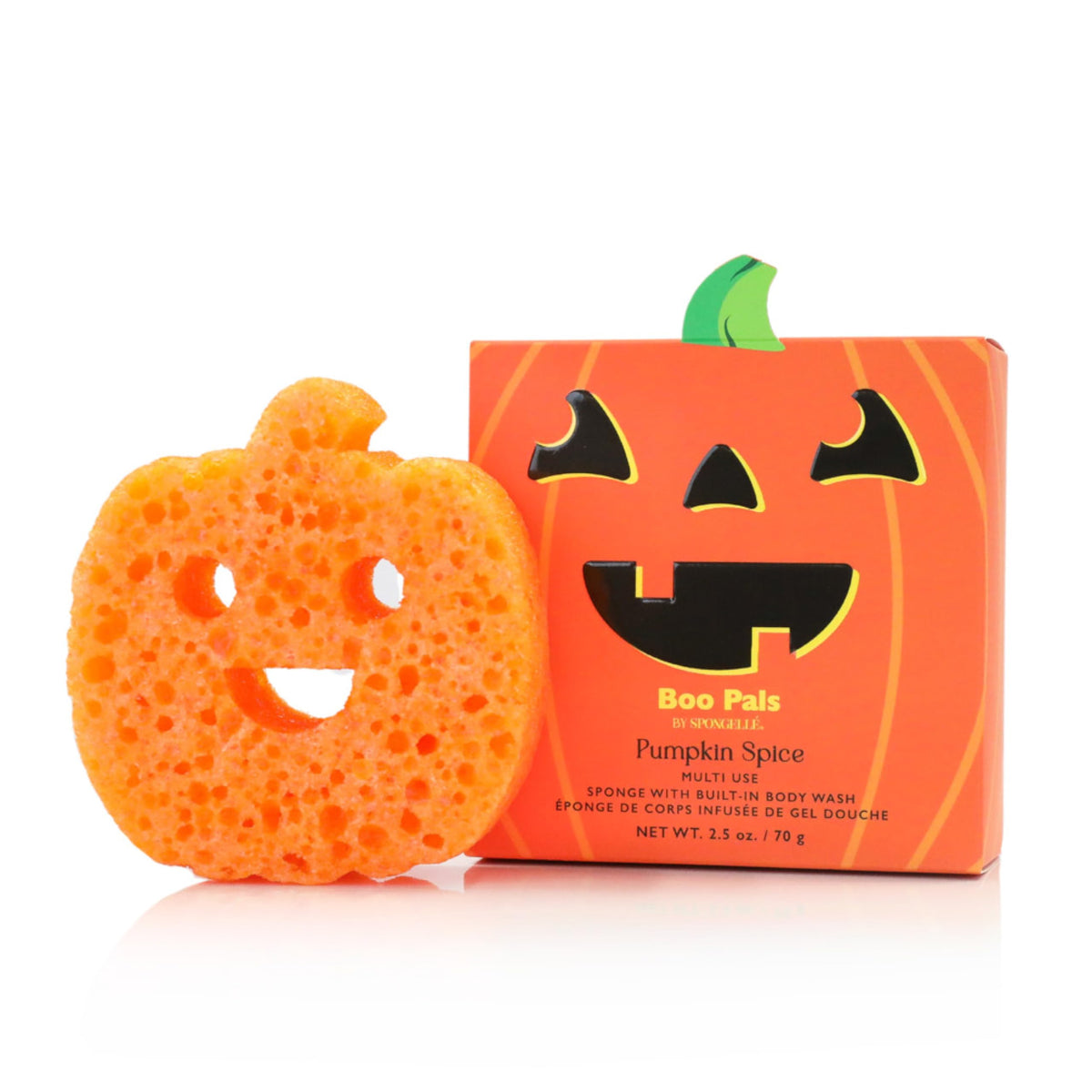 Spongellé Pumpkin Spice Body Buffer | Orange 1 Count Boo Pals | Polyurethane Foam