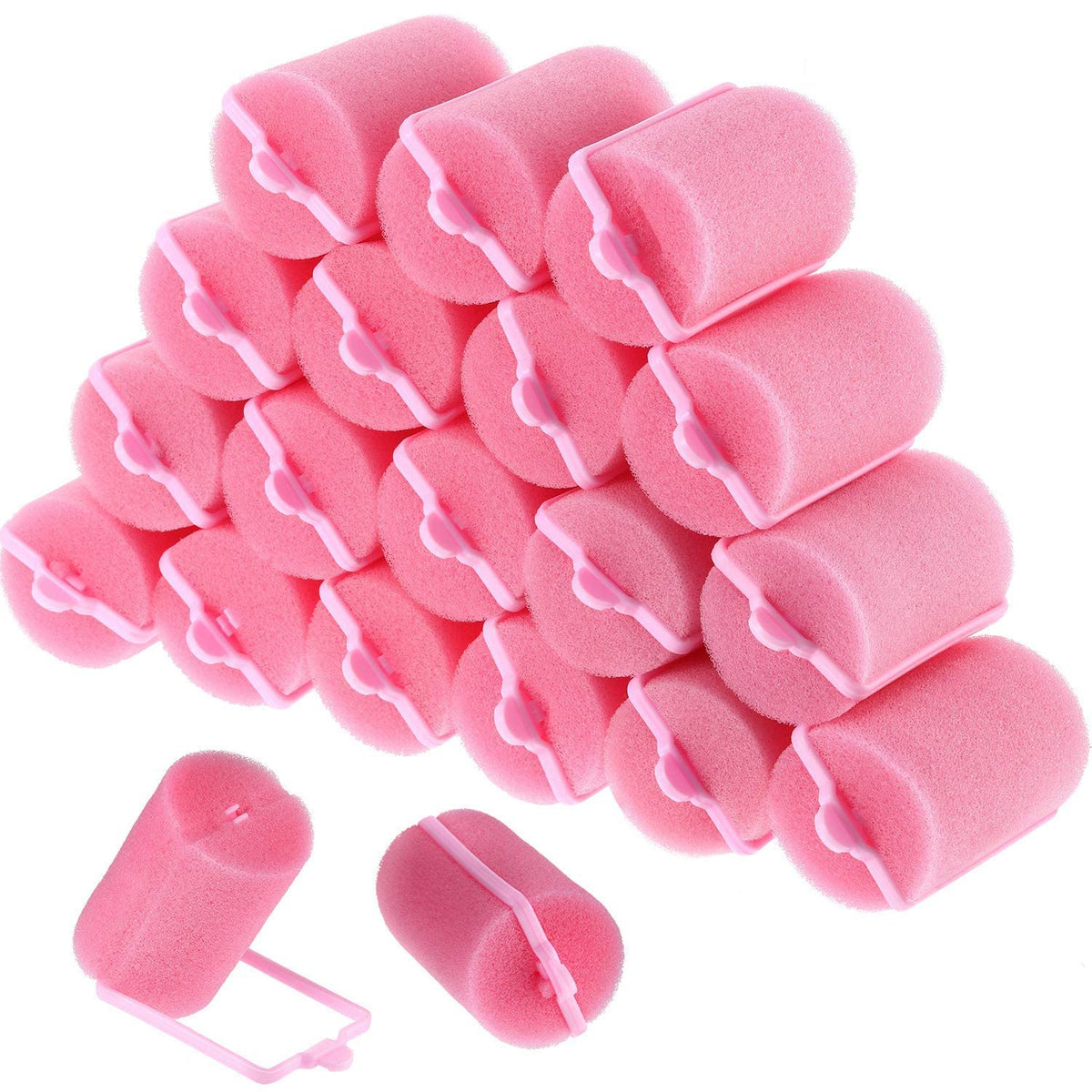 Geyoga 18 Pcs Pink Sponge Hair Rollers, Large Soft Foam Curlers for Women, 1.6 x 2