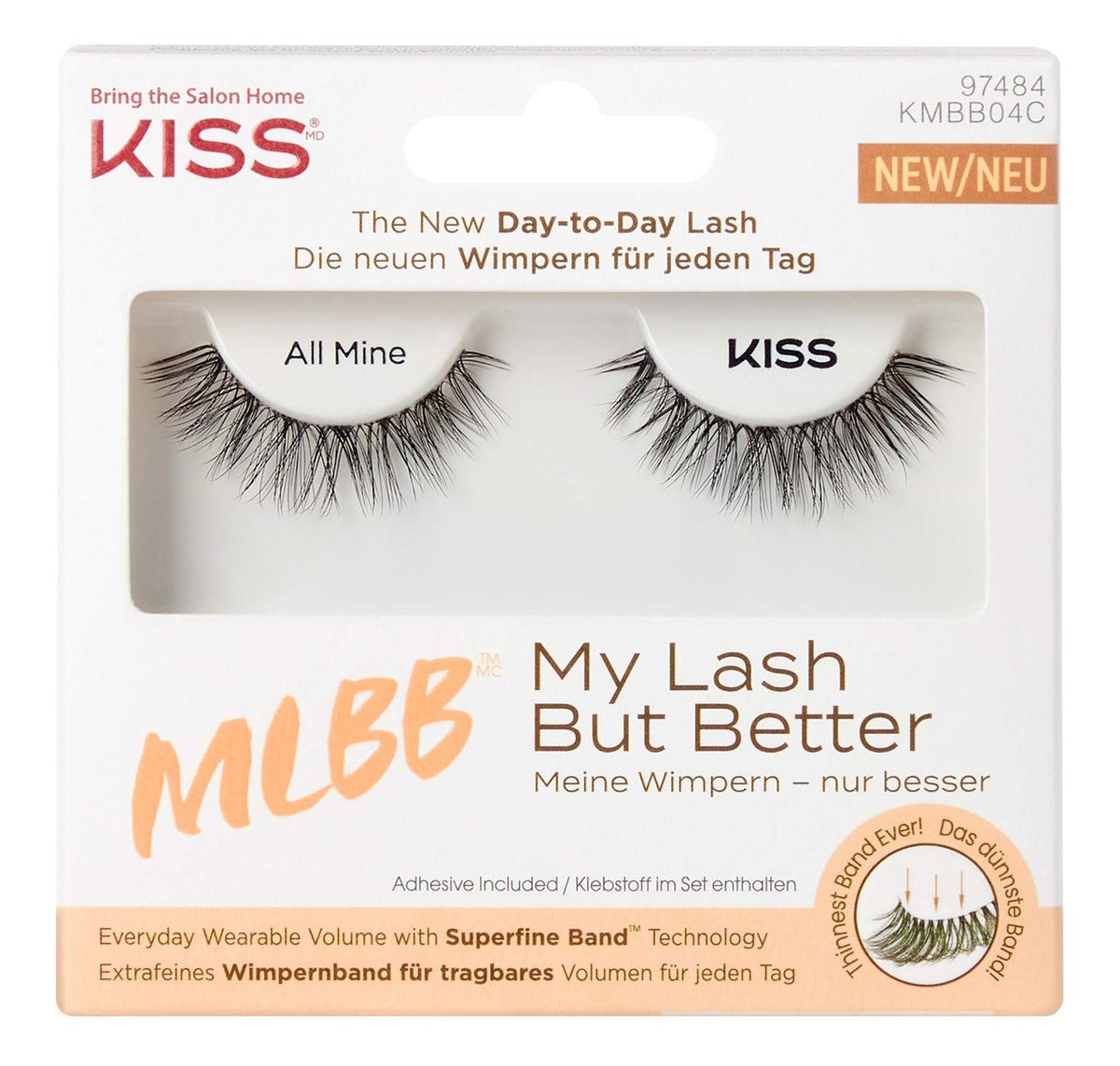 Kiss Kiss My Lash But Better All Mine - Black Synthetic Lashes, Pack Of 6