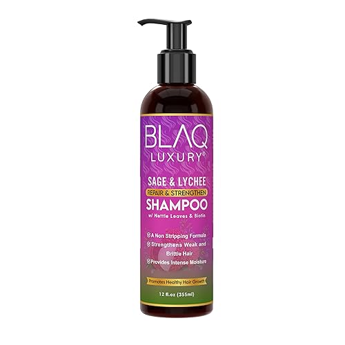 Blaq Luxury Sage & Lychee Shampoo With Biotin - Sulfate-Free For Hair Repair & Growth, 12 Fl Oz