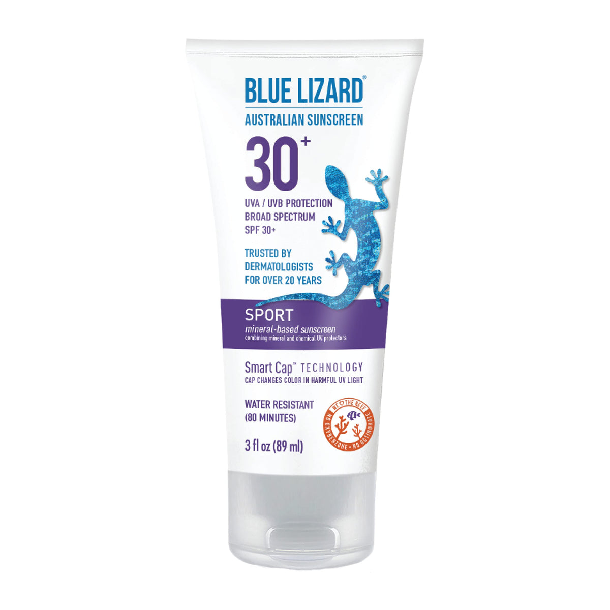 Blue Lizard Sport Mineral Sunscreen Spf 30+, Water Resistant, Fragrance Free, 3 Fl Oz Tube