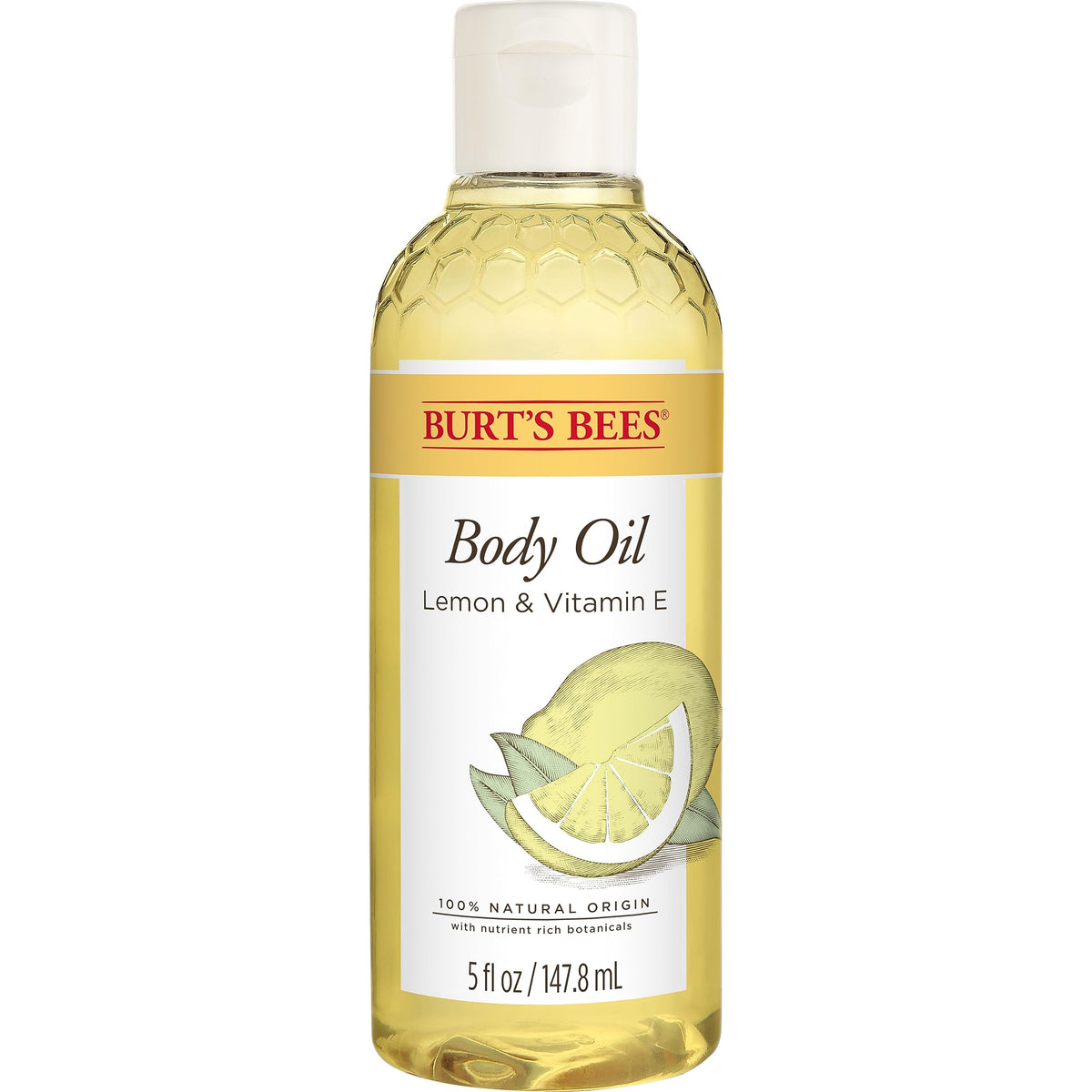 Burt'S Bees Body Oil With Lemon & Vitamin E, 100% Natural, 5 Ounce - Amber