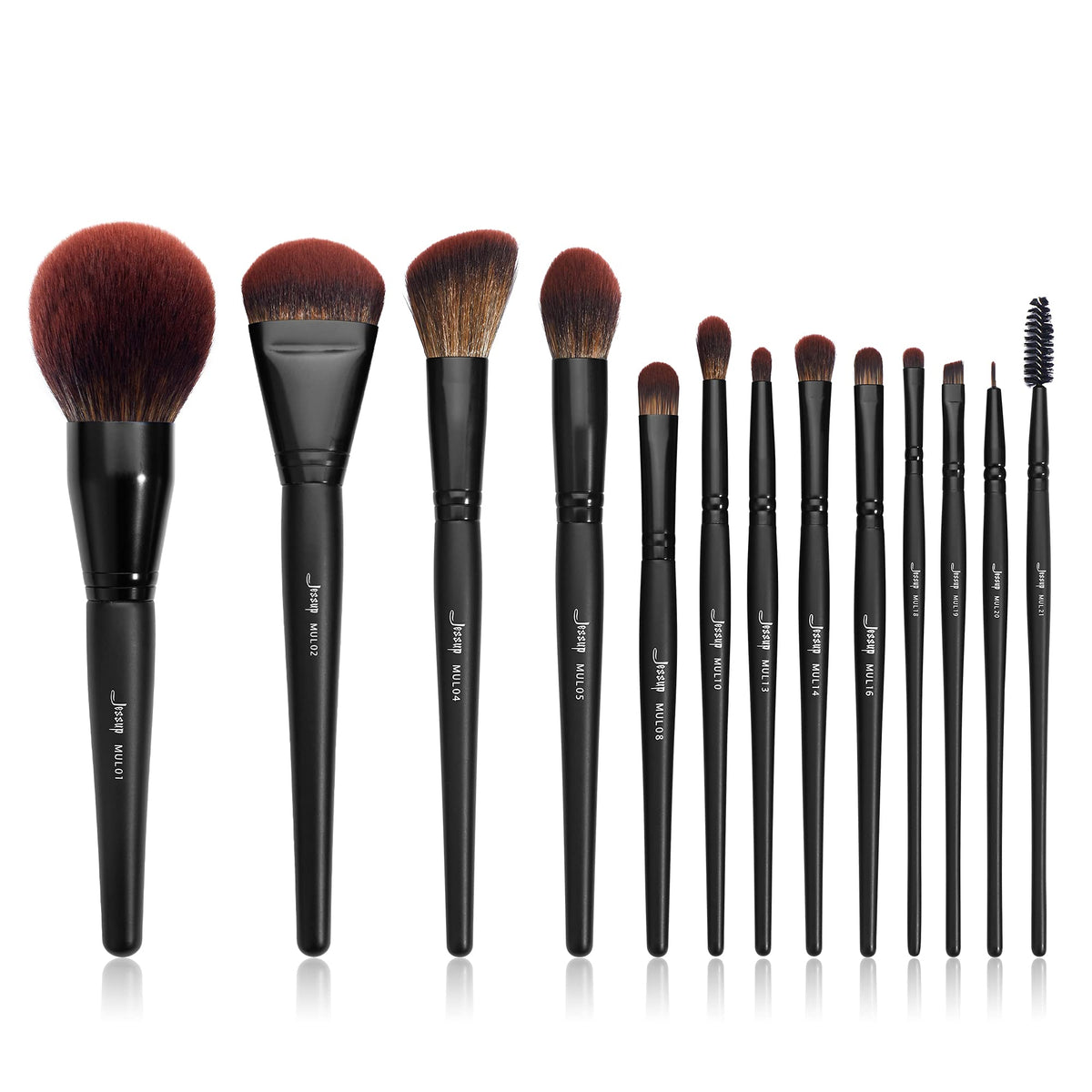 Jessup 13Pcs Vegan Makeup Brushes Set - Professional Foundation, Blush, Eyeshadow & Eyeliner, Black