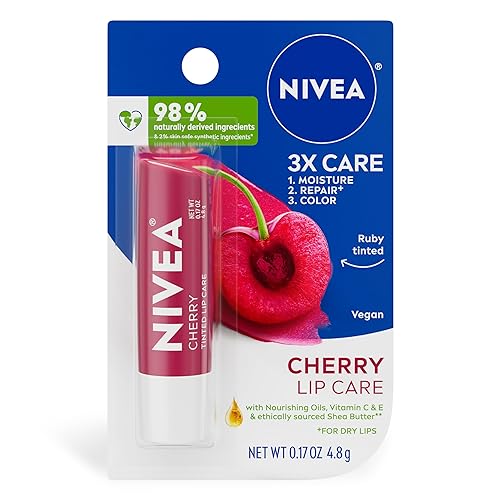 Nivea Cherry Lip Care Stick - Tinted Red, Moisturizing .17 Oz For Beautiful Lips