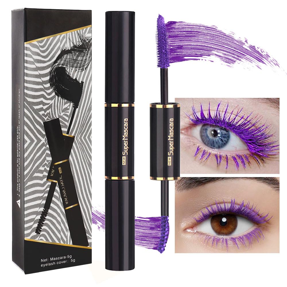 Bingbrush Double-Ended Colored Mascara Set - Waterproof, Long Lasting, Vegan, 1Oz, Purple