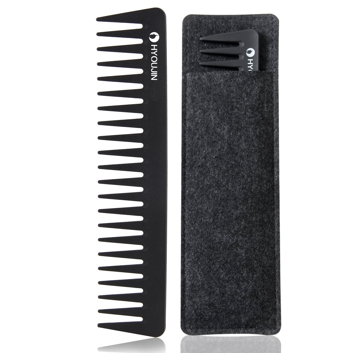 Hyoujin 601 Black Carbon Wide Tooth Detangling Comb For Long Wet & Curly Hair, Heat Resistant