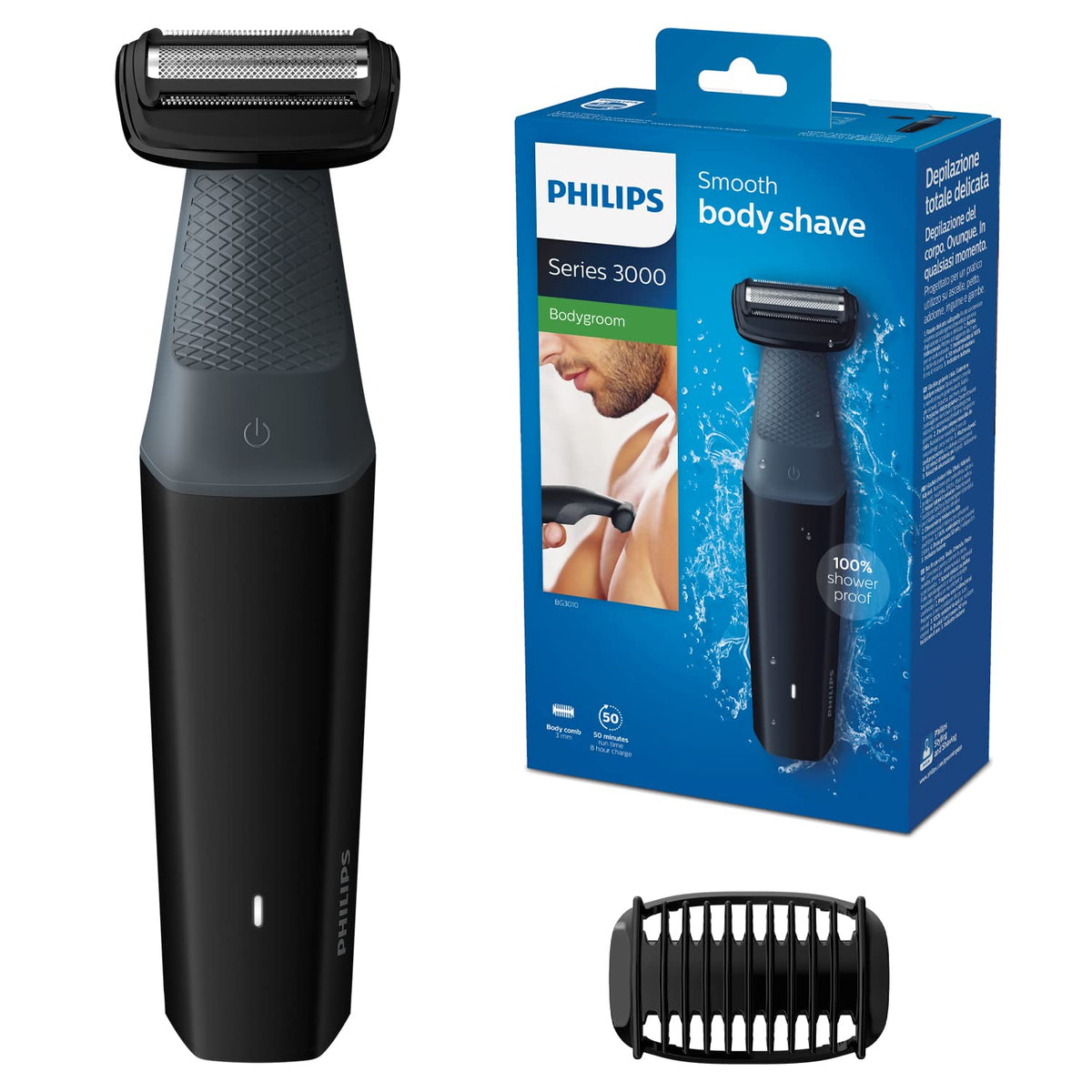 Philips Bg3010/15 Showerproof Body Shaver For Men - Black, Waterproof, Comfortable Grooming