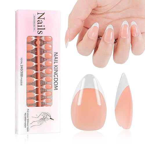 LIARTY French Press On Nails - 240 Pcs Short Almond Acrylic Full Cover Natural Manicure