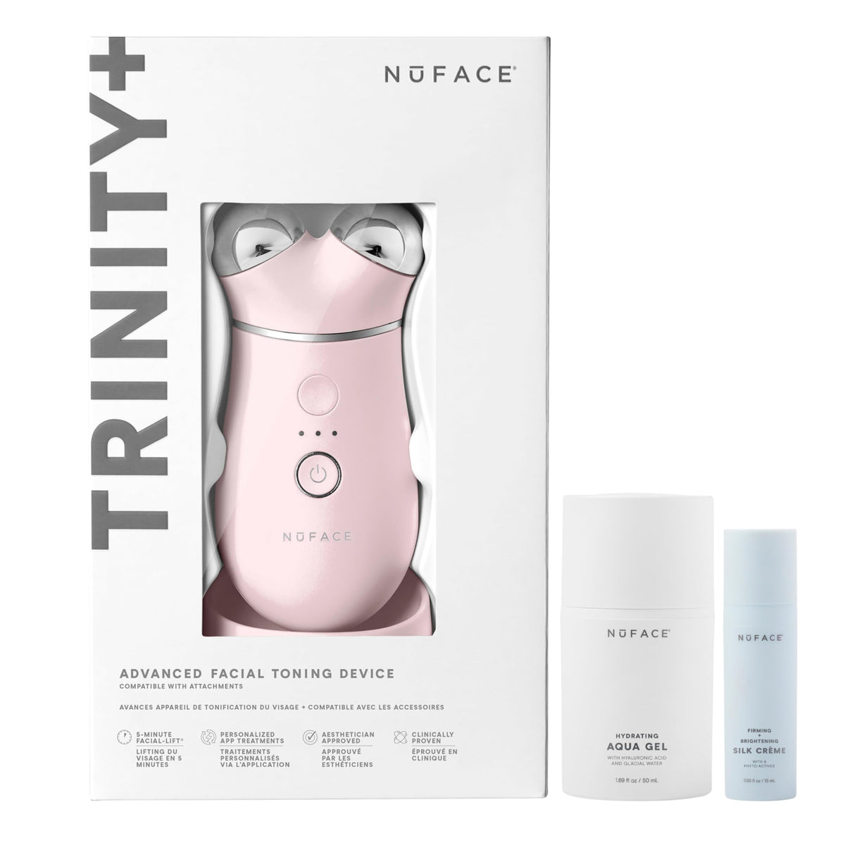 Nuface Trinity+ Microcurrent Facial Device Kit - Face Sculpting & Neck Tightening, Sandy Rose