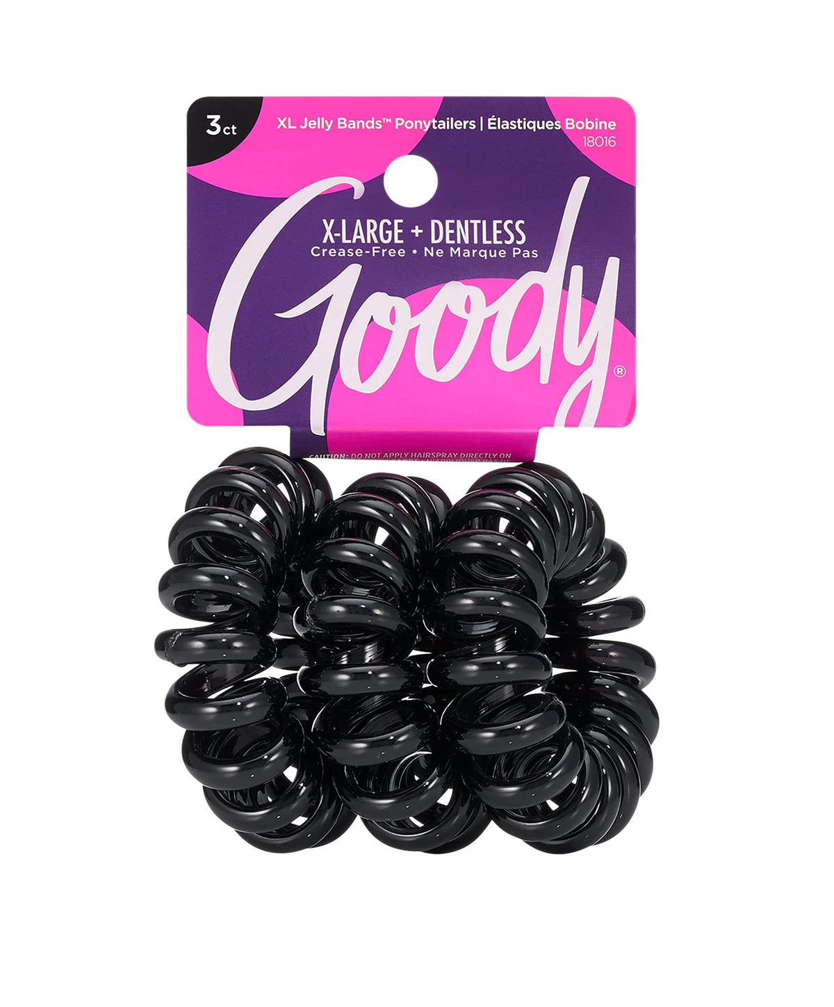 Goody Dentless Jelly Bands - Black, Medium To Thick Hair, 3 Count Hair Accessories For Women