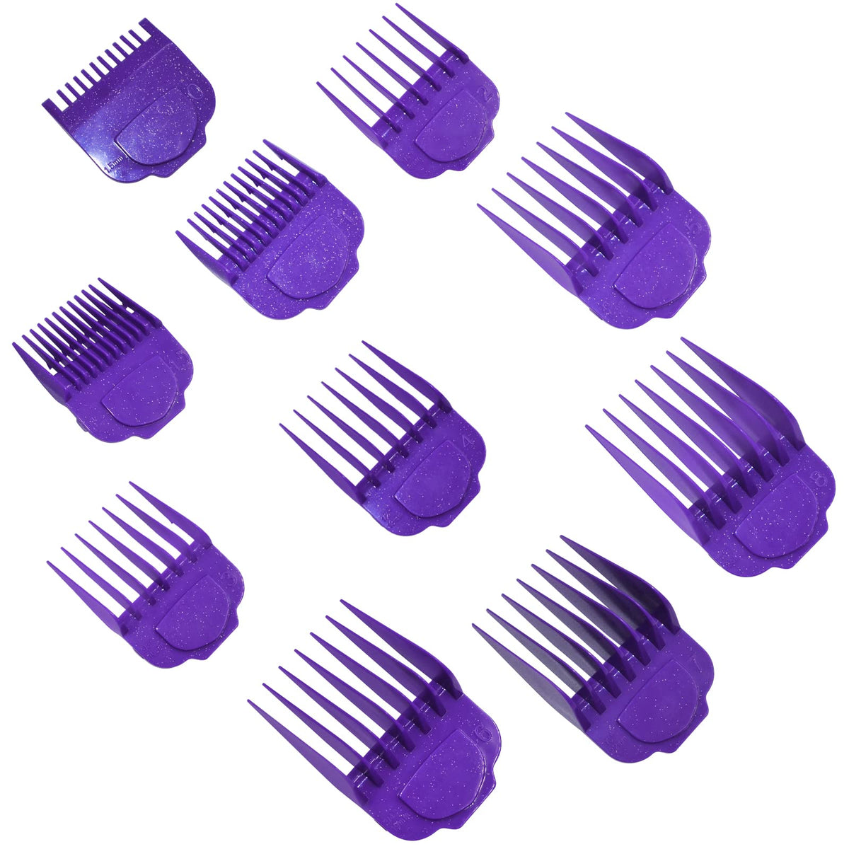 Vetmor 10Pcs Magnetic Clipper Guards Set For Andis Master Hair Clippers - Purple, Plastic